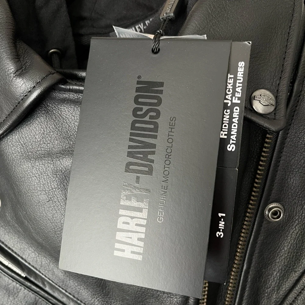 NWT Harley Davidson 3 in 1 Leather motorcycle jacket black small - Picture 11 of 13